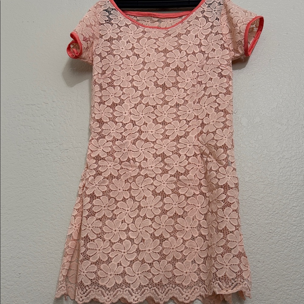 Floral Lace Kids Dress - Pink